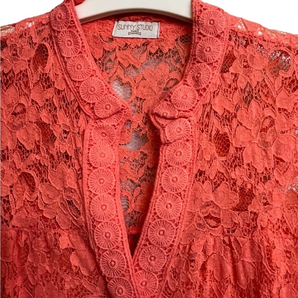 Sunny Studio - Paris - Peach ๐ Orange Lace Sundress. Size XL pit - pit 22โ - Picture 3 of 10